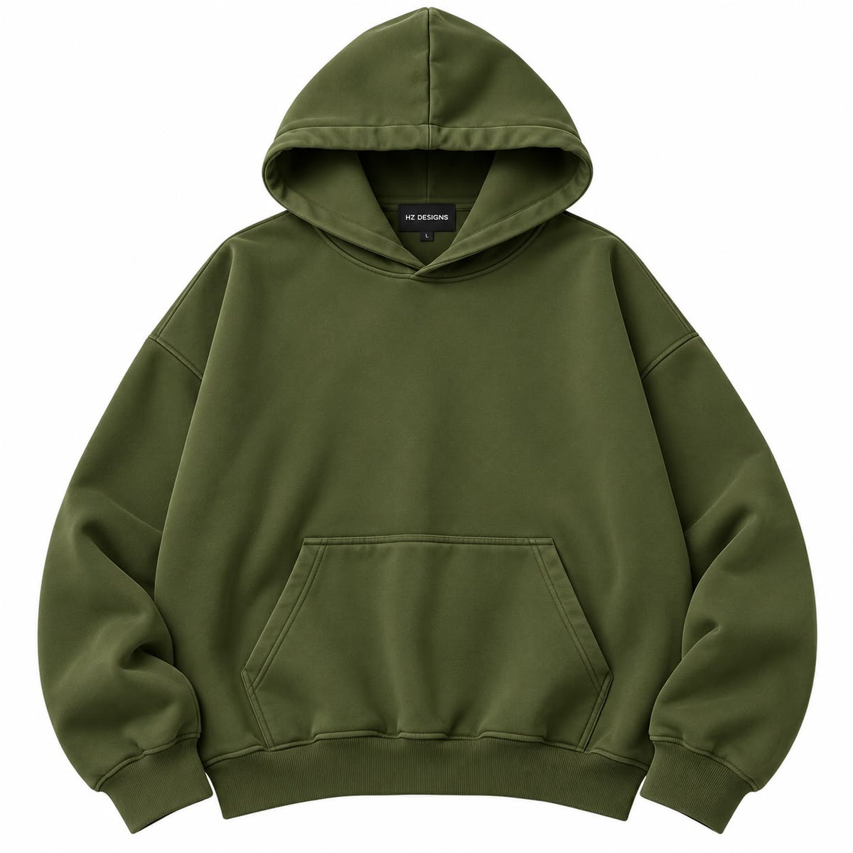 Olive Green Plain Hoodie