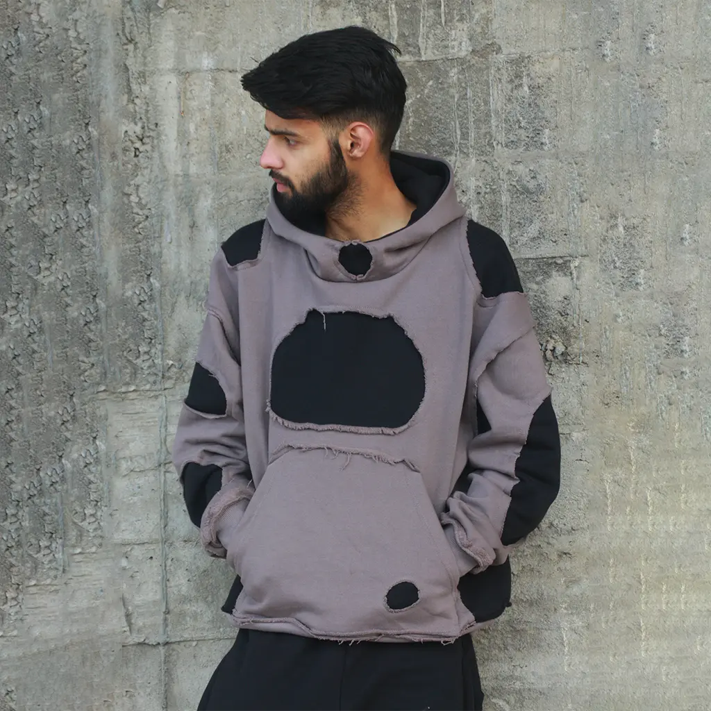 Armor Distressed Patchwork Hoodie – Unisex Streetwear (Copy)