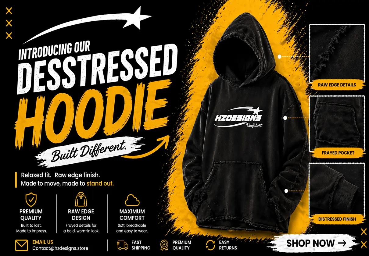Hz Designs distressed hoodie